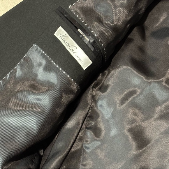 48L Men's Kenneth Cole New York Blazer Onyx Black 100% Wool 2 Button Sport Coat - Picture 4 of 10